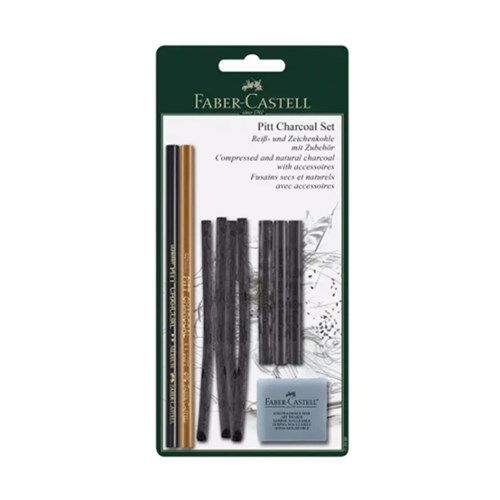 FAB-18-112996 - FABER CASTELL CHARCOAL PITT SET 5xPencils, 3xSticks, Erase